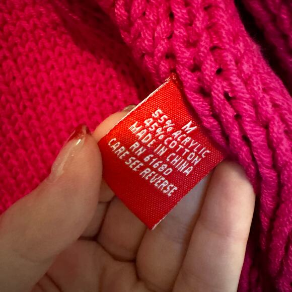 NWT Deadstock Vintage 525 America Hand Knit Chunky Zip Up Sweater Pink M Cottage - Picture 10 of 16